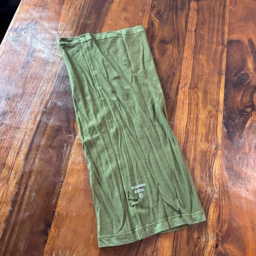 Simond Merino Wool Neck Gaiter Olive Green Cold Weather Hiking Climbing